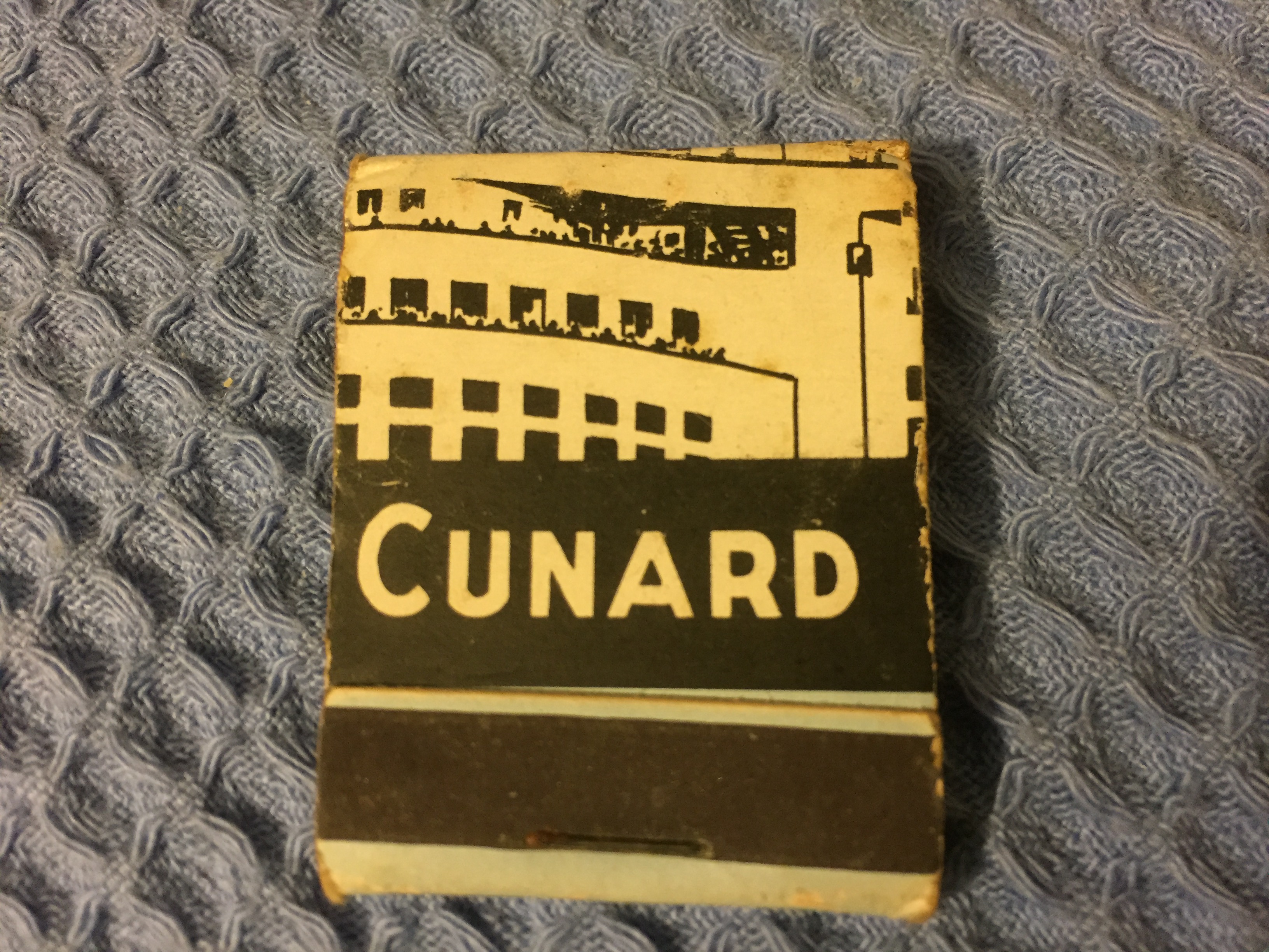 VERY EARLY UNUSED FLAT PACK BOX OF MATCHES FROM THE CUNARD LINE 