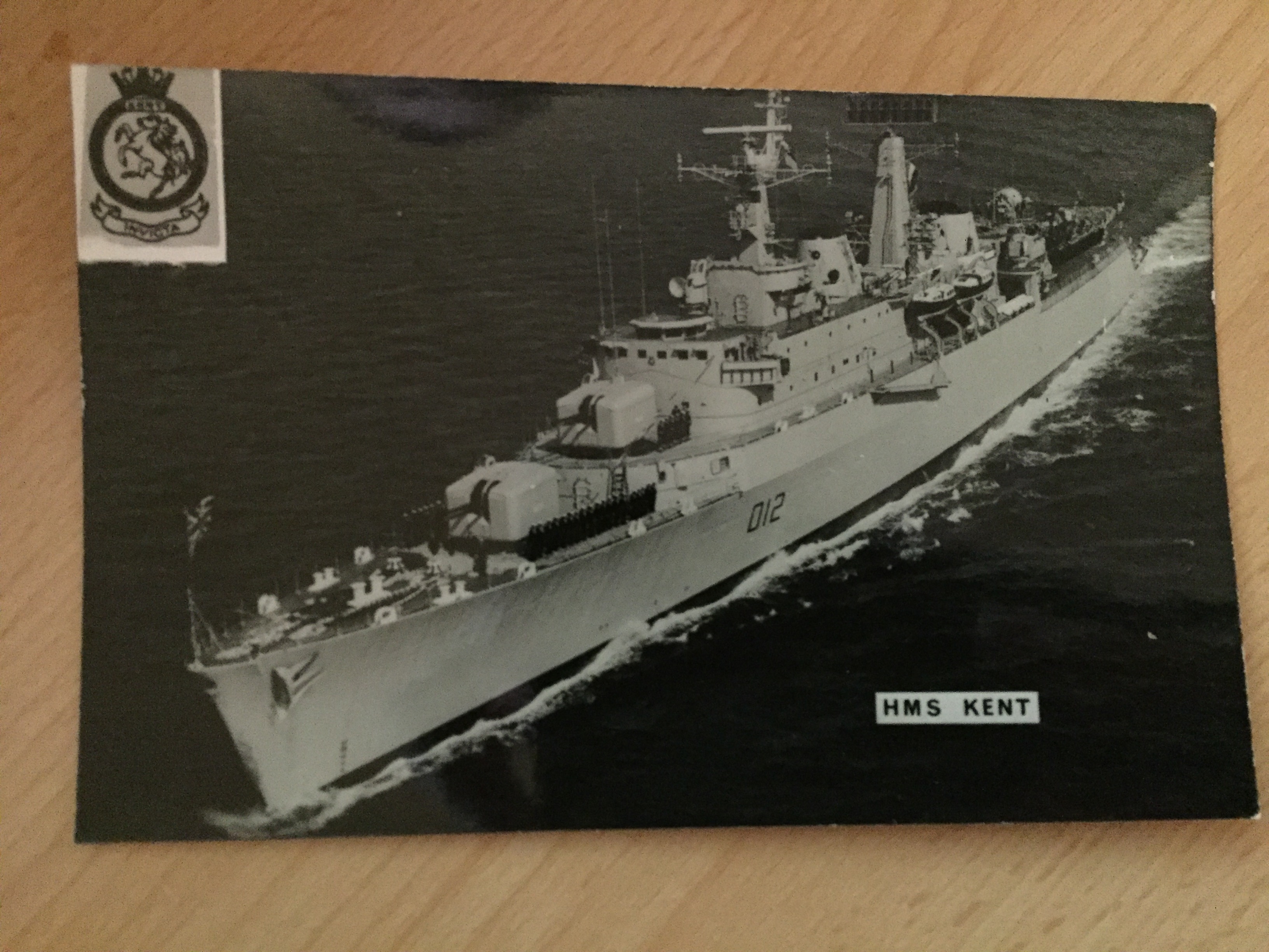 POSTCARD SIZE PHOTO OF THE ROYAL NAVAL VESSEL THE HMS KENT
