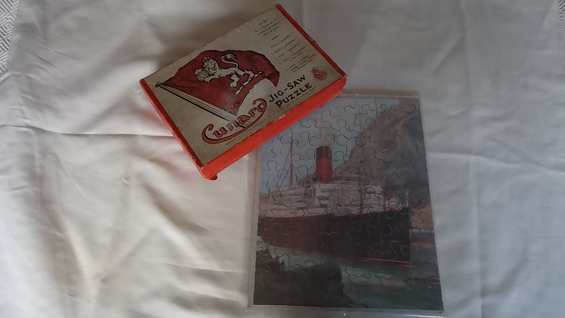 VERY RARE OLD JIGSAW OF THE CUNARD LINE VESSEL THE RMS LACONIA