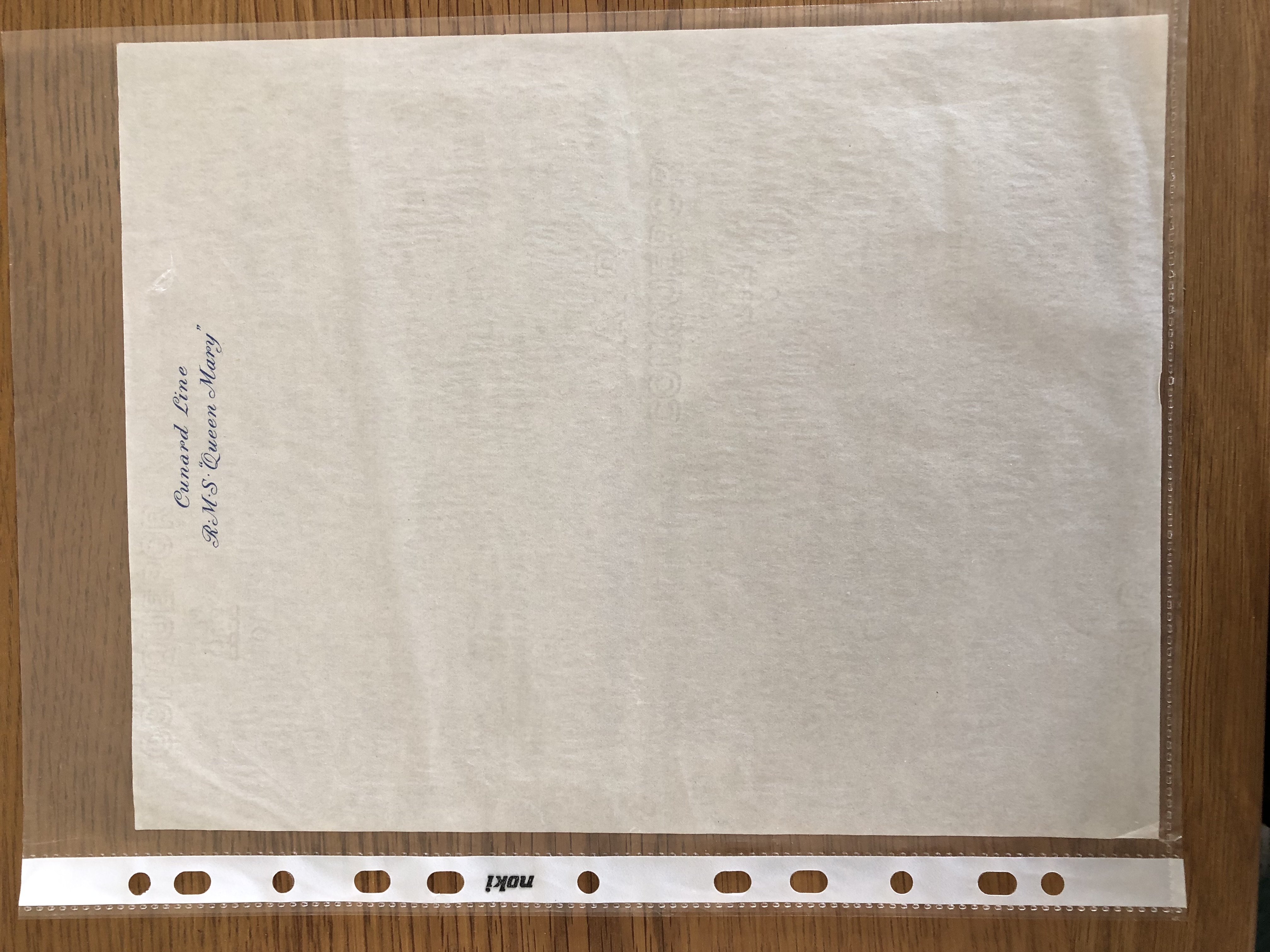 ORIGINAL PIECE OF LARGE SIZE MINT CONDITION CABIN WRITING PAPER FROM THE RMS QUEEN MARY