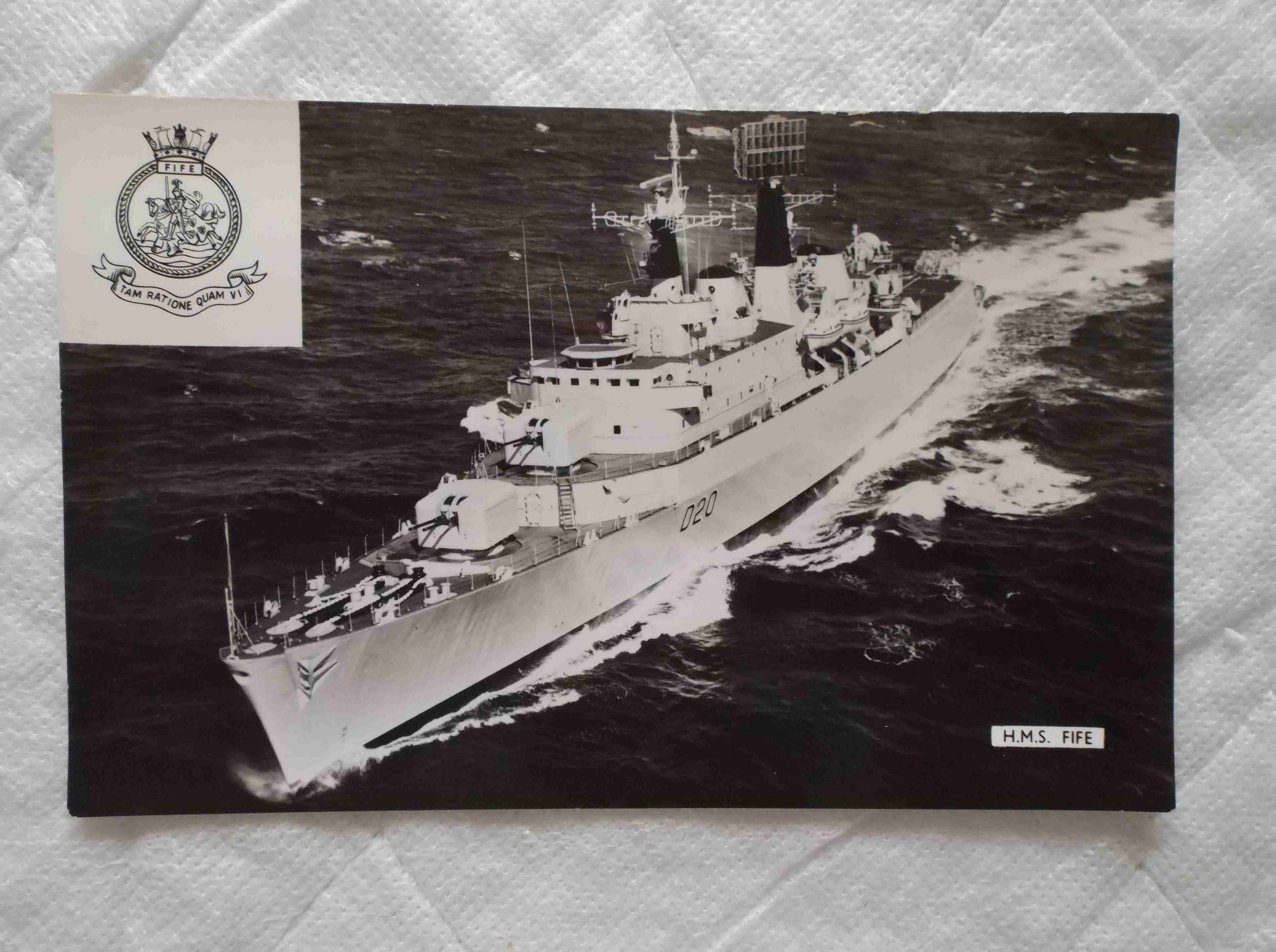 POSTCARD SIZE PHOTOGRAPH  OF THE ROYAL NAVAL VESSEL HMS FIFE
