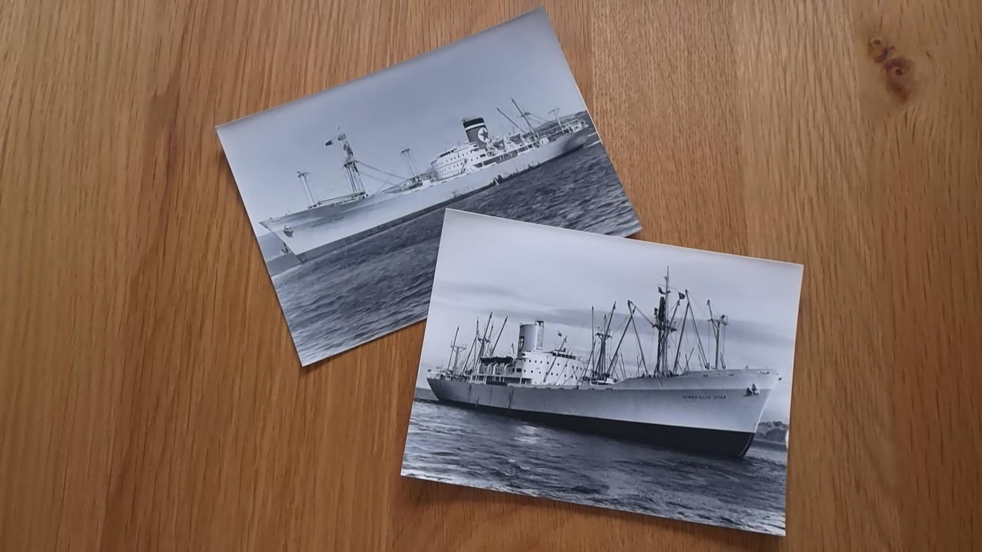 PAIR OF B/W PHOTOGRAPHS OF THE CARGO VESSEL TOWNSVILLE STAR TAKEN EARLY ON IN HER HISTORY